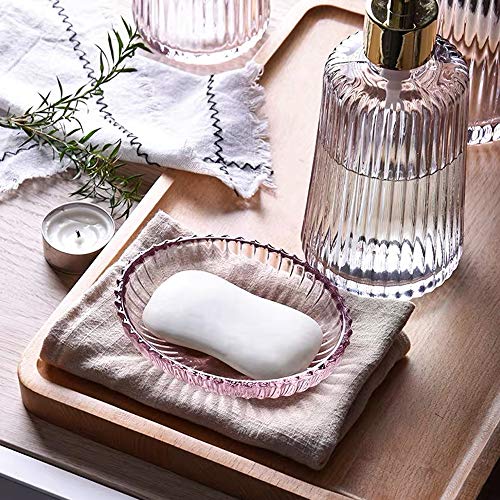 Longjet Bathroom Decor Glass Bathroom Accessories Set 5 Pcs Includes Soap Dispenser with Pump Soap Bar Dish Mason Jar Cotton Ball and Swab Qtip Holder Bathroom Tumbler Cup - Thumbnail 3