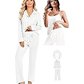 WJing Yi Jia 3Pcs Knit Pajamas Set For Women XS-4XL Womens Soft Pajama Sets Sexy Cami Pj Sets Sleepwear Loungewear Nightwear