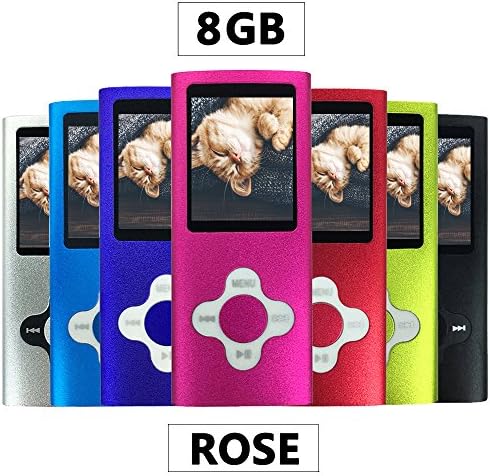 Wyne Technology 8GB MP3 MP4 Music Player 1.78" LCD Screen Slim &amp; Compact Multifunctional Player with FM Radio Multi-lingual System Video Player Photo Viewer Voice Recording (Rose)