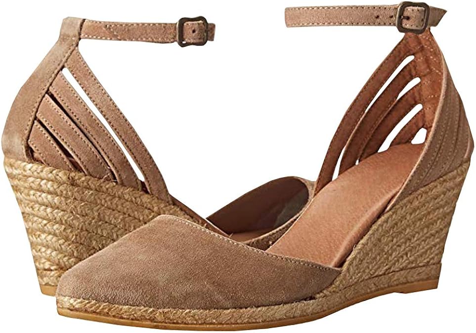 Amazon.com | Womens Closed Toe Wedge Sandals Espadrilles Cutout Ankle Strap Classic Dress Wedges 