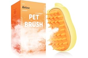 ANKEGE Cat Steam Brush for Shedding Rechargeable Steamy Cat Brush Self Cleaning 3in1 Cat Hair Brush with 2Gears Cat Grooming Brush for Long and Short Hair of Cat and Dog-Yellow