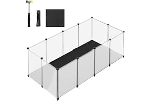 SONGMICS Guinea Pig Playpen, Removable Oxford Fabric Mat, Small Animal Pen, Pet Fence Indoor, DIY Plastic Enclosure for Hamst