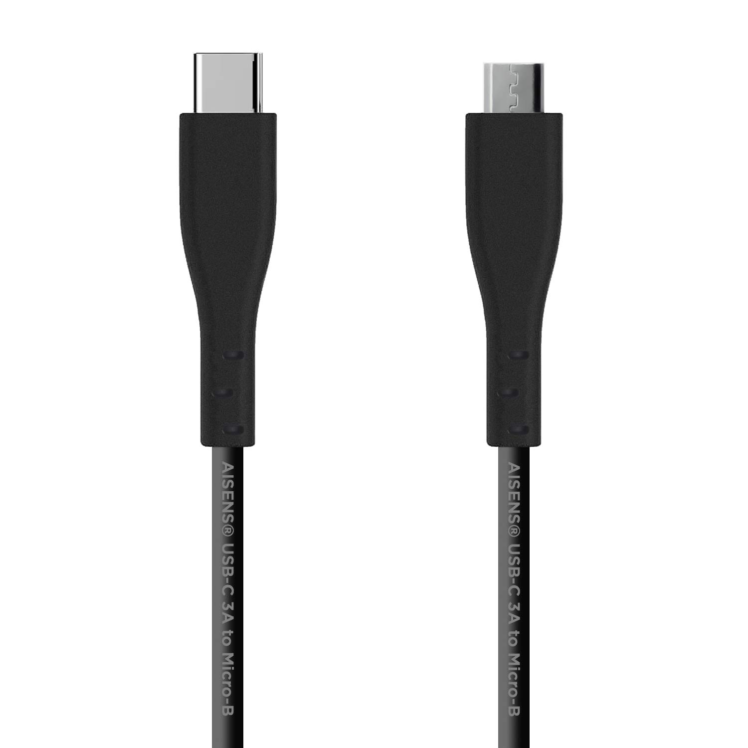 AISENS - A107-0349 - USB 2.0 3A Cable, Type USB-C Male to MICRO USB-B Male, Black, 1 m