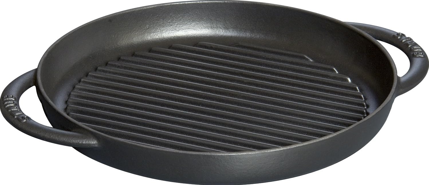 Staub 1203023 Round Grill with two Handles, 26 cm, Matt Black