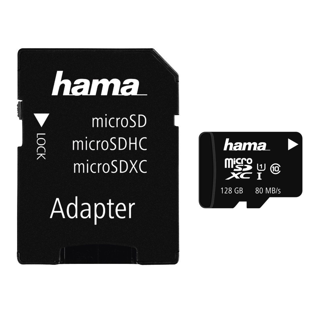 Hama microSDXC 128GB UHS-I Class1 C10 c/w Adapter - (533x / 80 Mb/s), black