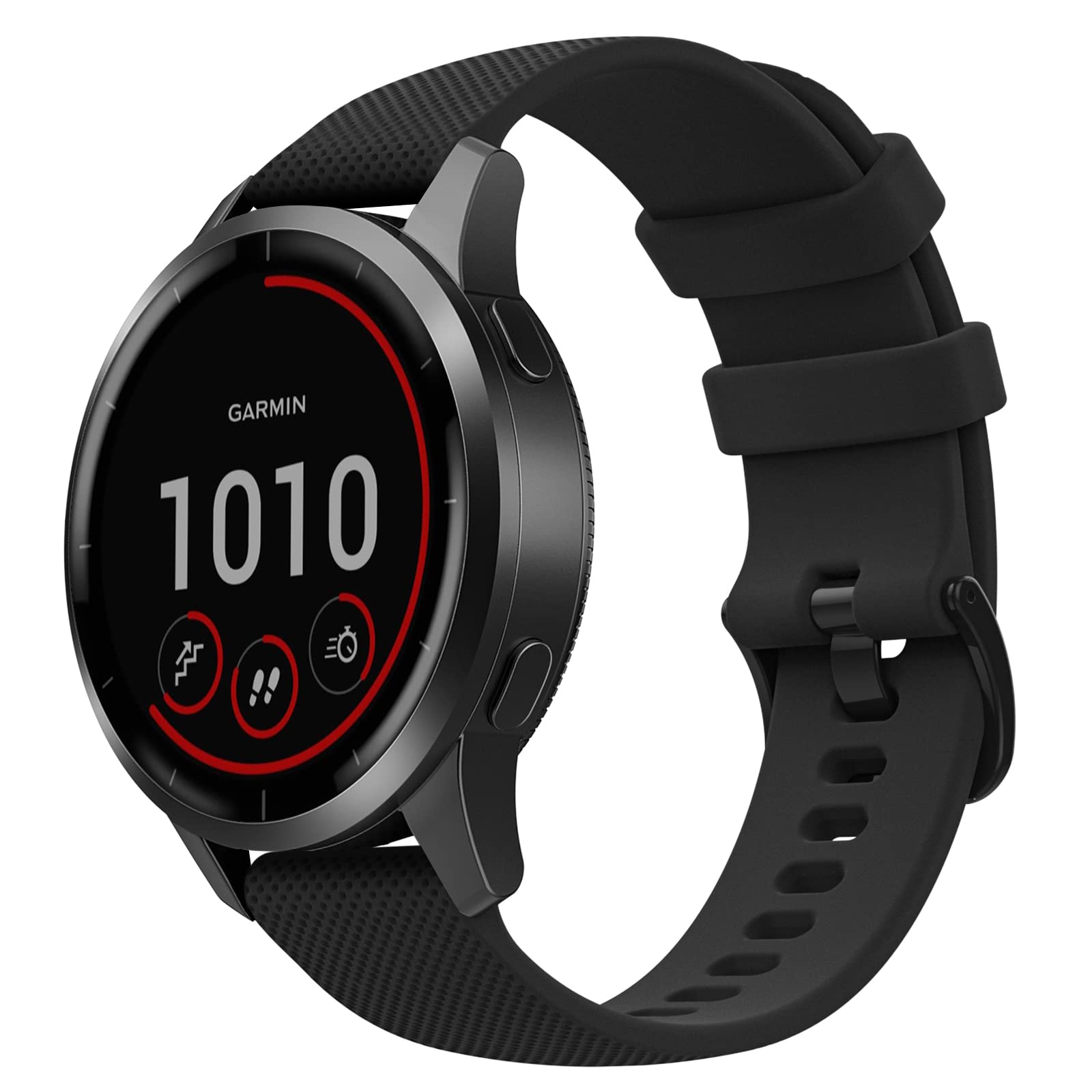 MoKo Strap Compatible with Garmin Vivoactive 4/Venu 3/Venu 2/Forerunner 255/255 Music/265/265 Music/745/First Avenger/Darth Vader, 22mm Soft Silicone Replacement Sport Watch Band, Black