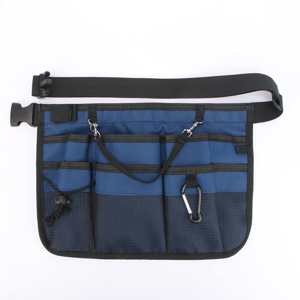 Gardening Tool Waist Bag Belt Adjustable Tool Apron Organizer with 8 Pockets Hanging Pouch Tool Belt (Navy blue)