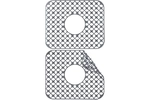 LucyPhy Silicone Sink Mat for Kitchen Sink Good Grips Non-slip Sink Protector Sink Mat Grid for Bottom of Farmhouse Sink(Pattern B,Centre hole,2PCS)