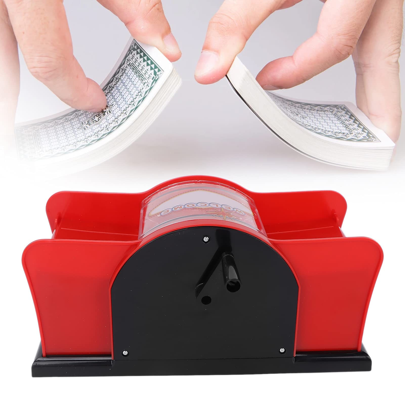 YUYTE Manual Card Shuffler, 1‑2 Deck Manual Card Mixer, Poker Playing Card Casino Card Shuffling Machine, Manual Shuffler Tool for Playing Cards(red)