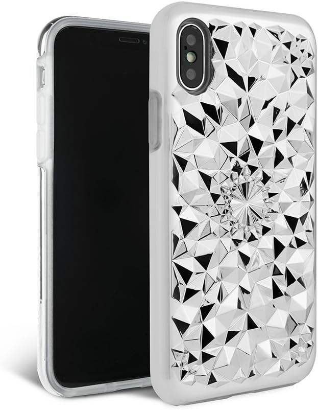 iPhone Xs Max Case - FELONY CASE - Silver Kaleidoscope CASE - 3D Geometric 360° Shock Absorbing Protective Silver iPhone Xs Max Case Protects Screen & iPhone Xs Max (Silver Kaleidoscope CASE)