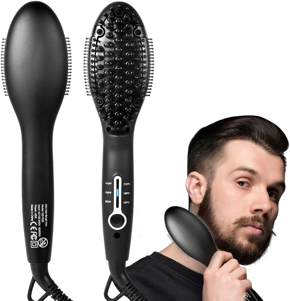 Beard Straightener 2019 upgrade Professional Beard Straightening Heat Brush - Electric Dual Voltage (100V-240V) - For For Home & Travel