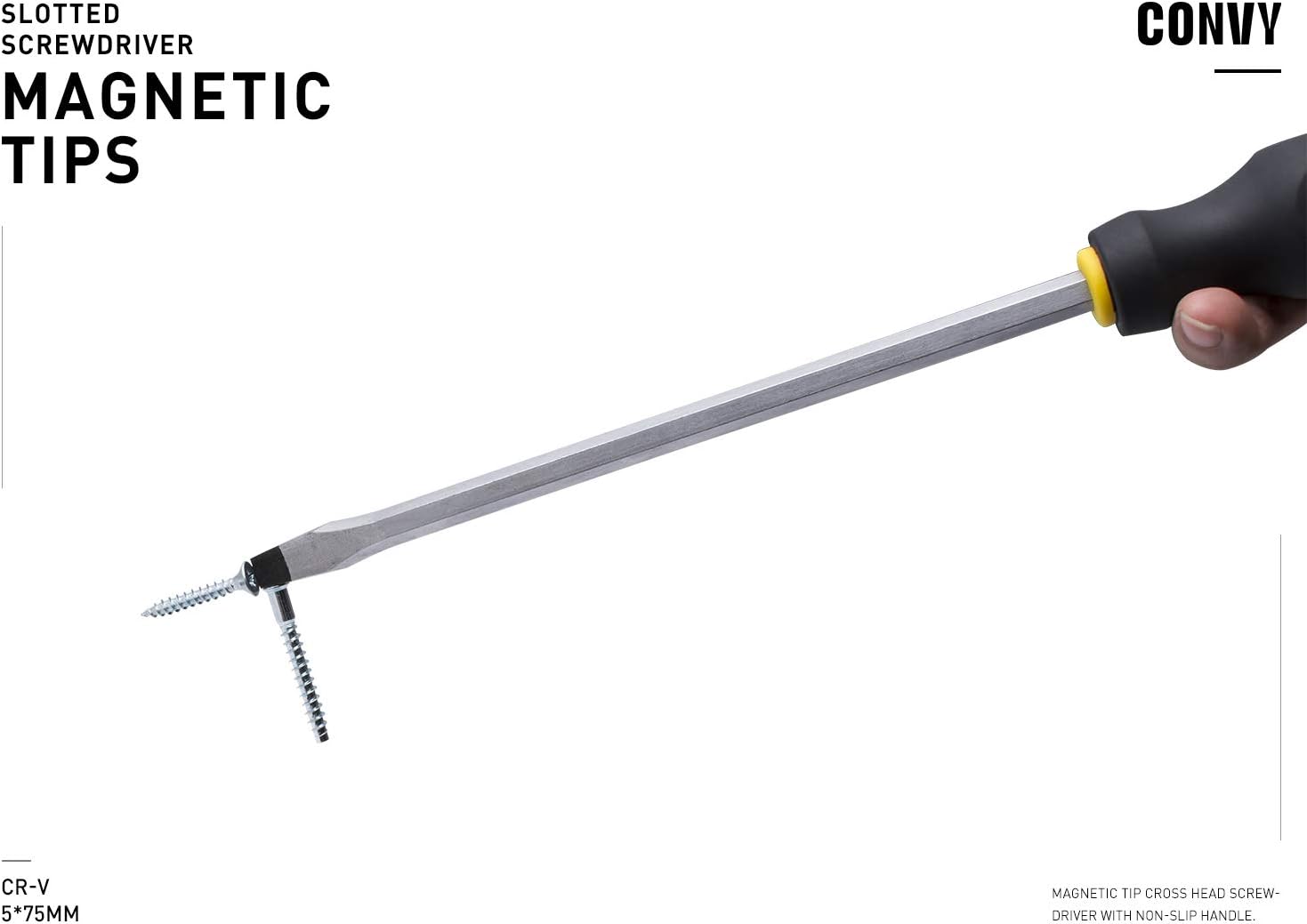 Convy GJ-0112 Slotted Screwdriver, Cross Head Screwdriver with Non-Slip Handle - - 