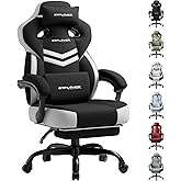 GTPLAYER Gaming Chair, Computer Chair with Footrest and Lumbar Support for Adults, 360°-Swivel Big & Tall Reclining Seat for Office or Gaming (Black&White)