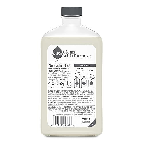 SEVENTH GENERATION POWER+ FOAMING DISH SPRAY MANDARIN ORANGE DISHWASHING SOAP CUTS GREASE 16 OZ
