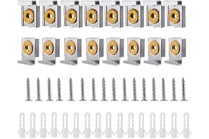 Bestgle 4 Sets/16pcs Mirror Mounting Clips Spring Loaded Mirror Hanger Clips Set, Frameless Mirror Glass Wall Hanging Fixing Kit with Rawl Plugs and Screws