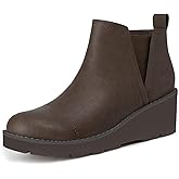 Athlefit Women's Wedge Chelsea Boots Platform Lug Sole Elastic Short Ankle Booties with Side Zipper