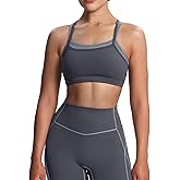 Aoxjox Women's Workout Sports Bras Takes Two Bra High Impact Training Fitness Running Yoga Crop Tank