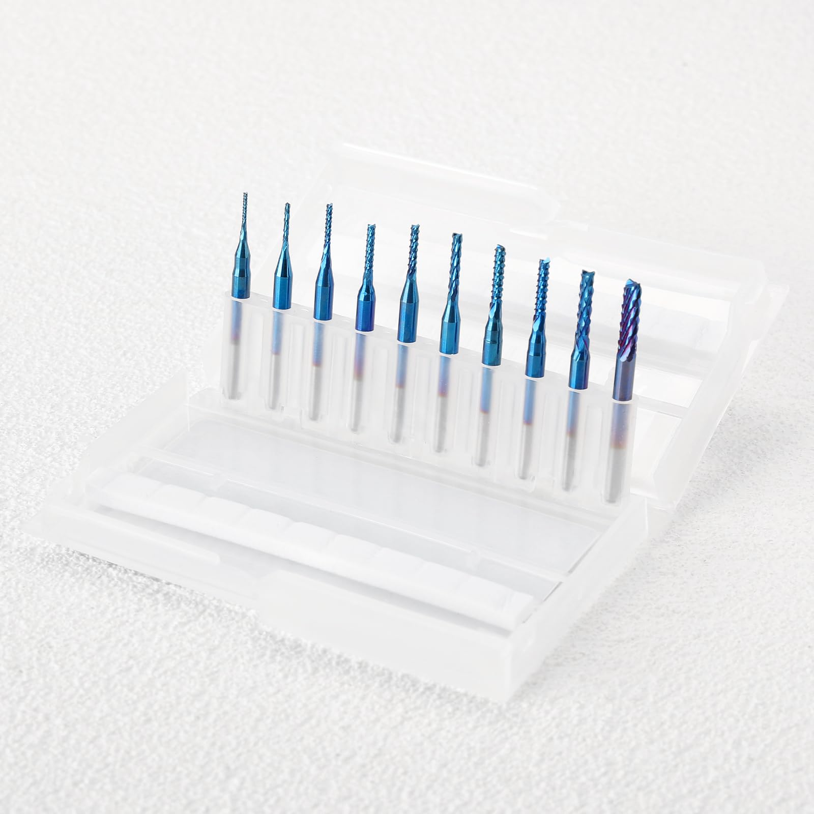 SainSmart Genmitsu 10Pcs Nano Blue Coat End Mill CNC Router Bits, 0.8-3mm, 1/8