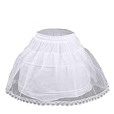 Nanchor Flower Girl Crinoline Petticoat Kids with 2 Hoops Full Slip Underskirt Lace Edge (2-6Y)