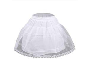 Nanchor Flower Girl Crinoline Petticoat Kids with 2 Hoops Full Slip Underskirt Lace Edge (2-6Y)