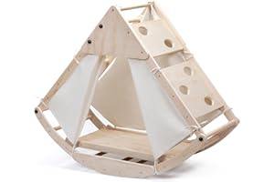 Nyeekoy 8 in 1 Pikler Triangle Set with Slide Arch Climber Rocker, Montessori Kids Climbing Toys, Indoor Playground Jungle Gym for Kids, Natural