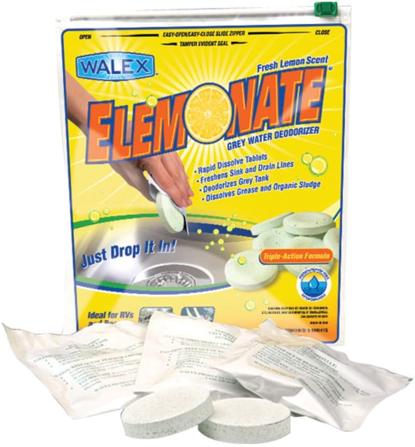 Walex TOI-61776 Elemonate Grey Water Deodorizer Drop-Ins, Fresh Lemon Scent (Pack of 5): Automotive