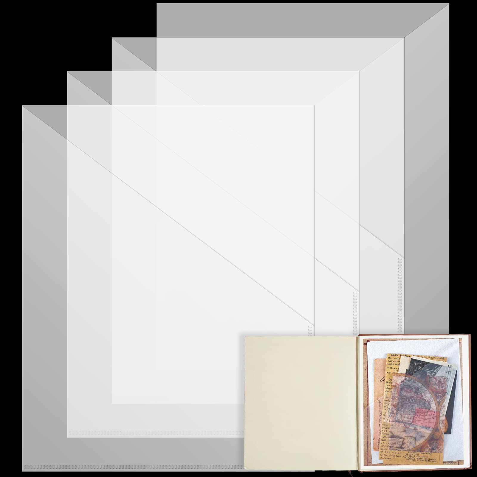 Photo 1 of Chinco 4 Packs Planner Sticky Pockets - Clear Adhesive Pockets for Planners, Home, Office, and School Accessories(8 x 6.5 Inch)