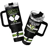 34HD Pickleball Tumbler 40oz with Handle Lid and Straw, Funny Tears of My Pickleball Opponents Sports Gift, Dink Responsibly Pickle Baller Design, Birthday Insulated Stainless Steel Cup for Him Her