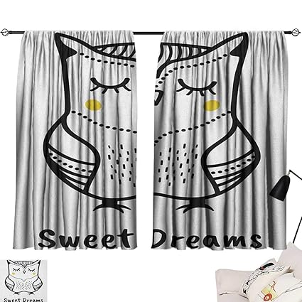 Amazon Com Double Curtain Rod Sweet Dreams Hand Drawn Monochrome