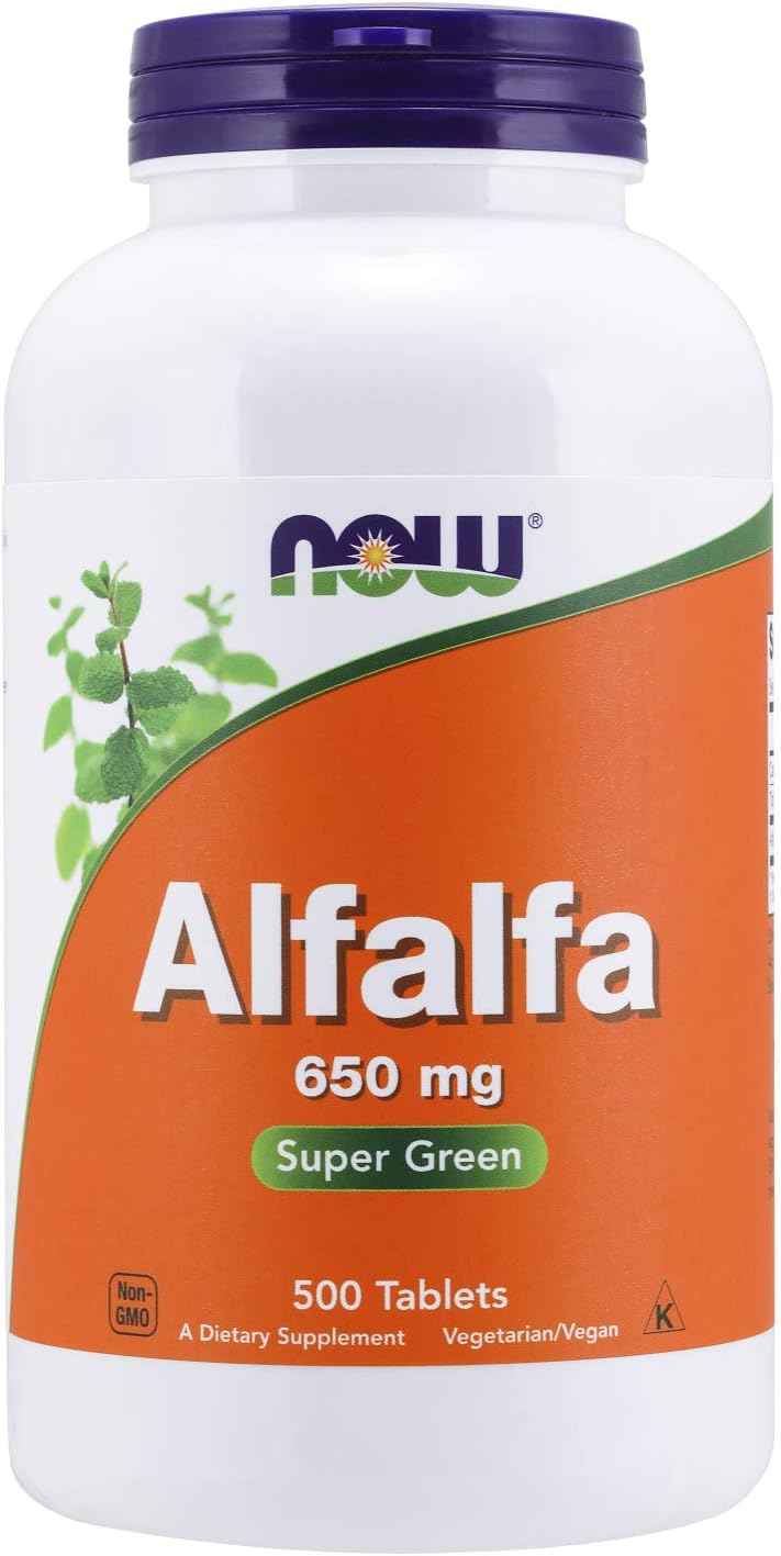 NOW Supplements, Alfalfa 650 mg source of Vitamin K, Green Superfoods, 500 Tablets: Health & Personal Care