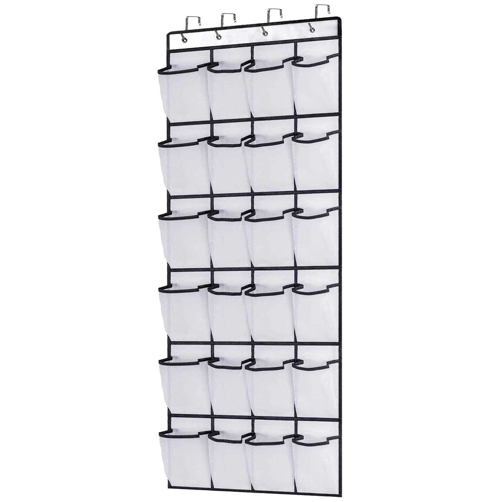 AMOS 24 Pair Over the Door Shoe Organiser with Mesh Pockets, Hanging Shoe Rack Space Saving Storage Holder for Closet, Bedroom & Hallway