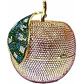 DKQXEIM Novelty Apple Rhinestone Crystal Evening Bag for Women Glitter Diamond Clutch Purse Prom Party Handbag