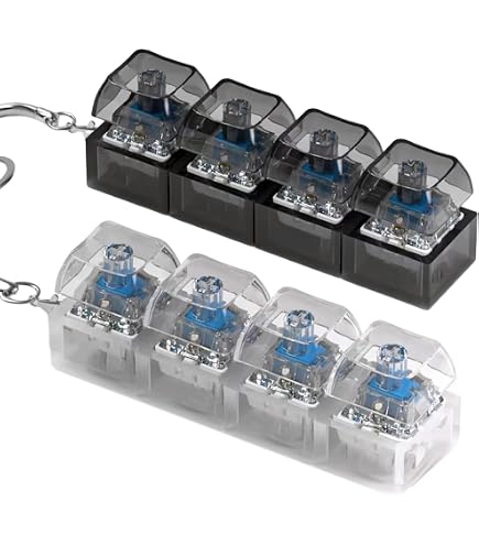 Lot De 2 Porte-clés Fidget Clavier – Avec LED – Décompression – Blanc – Pour Adultes Et Enfants