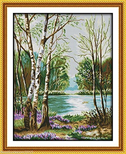 Beautiful view of lake Embroidery Kit Precise Printed Needlework Cross stitch