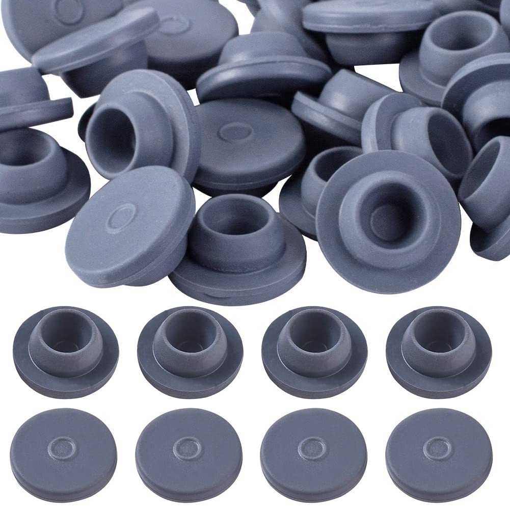 OLYCRAFT 150pcs Vial Rubber Stoppers Mushroom Self Healing Injection Ports Rubber Bottle Stoppers Fit for 13mm Opening for Glass Vial and Liquid Culture Jars
