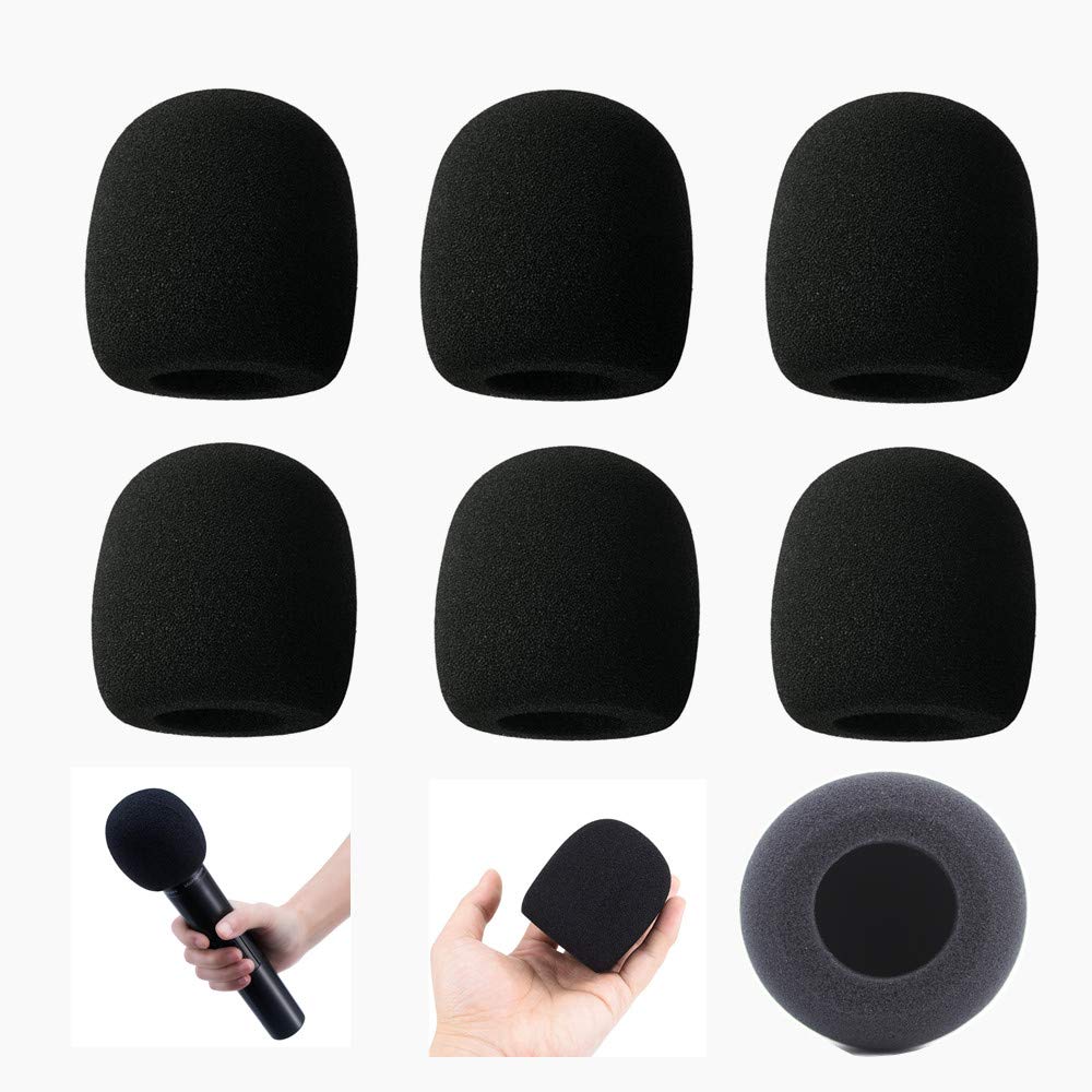 Microphone Cover, MeetRade 6 Pack Microphone Windscreen Foam Cover Mic Cover Audio Protector (Black)