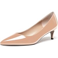 WAYDERNS Women's Pointed Toe Pumps - 3.5 Inch Block High Heel, Patent Leather Slip-On Dress Shoes