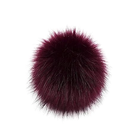 TUDUZ DIY Kunstpelz Pom Poms Ball mit Druckknopf/Gummiband Abnehmbarer Flauschiger Kunstfell Bommel Pompon für Mützen und Bea