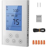 VEVOR 7-Day Programmable Thermostat White - for Radiant Underfloor Heating Cable &amp; Heat Pump, Built-in GFCI &amp; Sensitive Sensor, LED Backlit Screen, Energy-Efficient