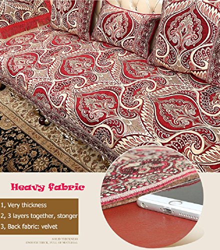 Sideli Luxury Sofa Throw Pad Furniture Protector Sold By Piece Rather Than Set Non-slip (27.6"x27.6"(70x70cm), Fushide RED)