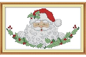 CaptainCrafts Cross Stitch Kits, New Stamped Kit Printed 11CT Fabric Cross Stitching DIY Art DMC Needlecrafts Embroidery Kit for Adults Beginner (Stamped, Santa Claus)