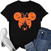 Halloween Magic Kingdom Shirts for Women,Funny Castle Family Tshirt Spooky Season Shirt Cute Casual Tops