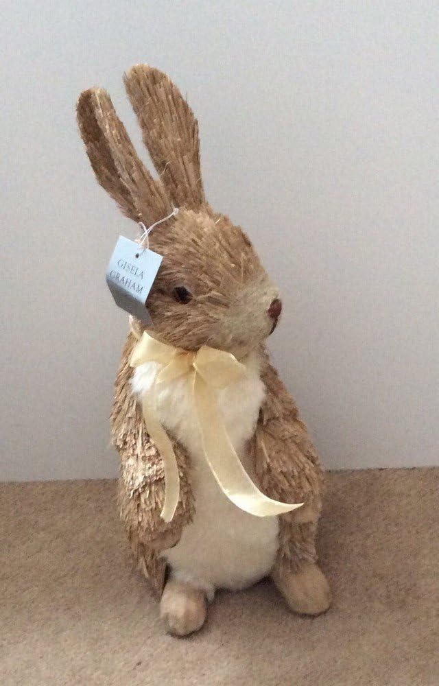 Gisela GrahamLarge natural bristle bunny ornament with ribbon