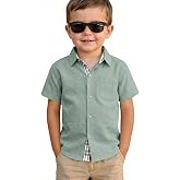 Haloumoning Toddler Baby Boy Short Sleeve Button Down Shirt Kid Dress Shirt | Infant Summer Clothes,Collared Shirts,School Uniform Shirts