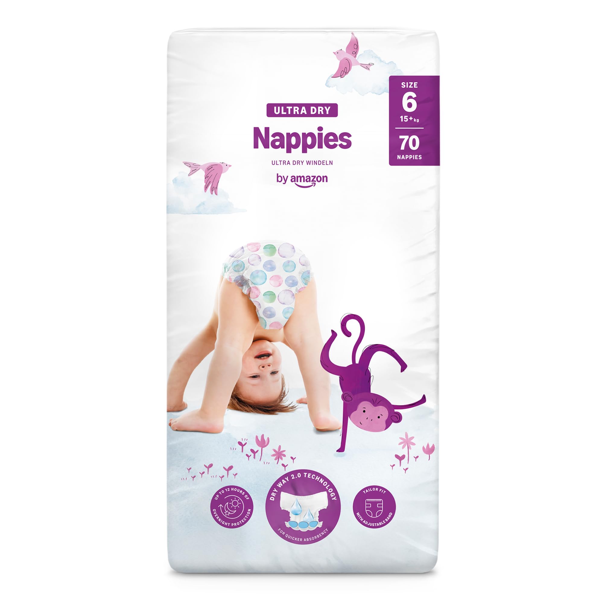 By Amazon - 70 Ultra Dry Nappies - Size 6 (15+ kg) (Previously a Mama Bear Brand, Same Product)