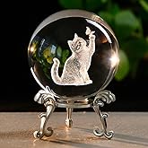 ZRENJHUS Cat Gifts for Women 3D Crystal Ball 60mm Cat Lover Themed Gift with Stand Gifts for Women Mothers Day Christmas Birthday