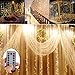 echosari Battery Operated Curtain String Lights, 300 LED Outdoor Icicle Lights with Remote Timer for Wedding Backdrops Garden Christmas Holiday Camping Decoration (Blue)