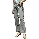Salt Attire Taylor Light Grey Mid Rise Flared Jean – Cotton Blend 5 Pocket Design Flared Fit, Button Closure Machine Washable