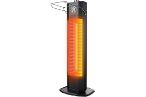 NFCCRA Outdoor Electric Patio Heater, 27-inch Infrared Tower Heater with 1200W Instant Heating, IPX5 Waterproof, Tip-Over & Overheat Protection, Space Heater for Patio Garage Workshop Indoor & Outdoor Use
