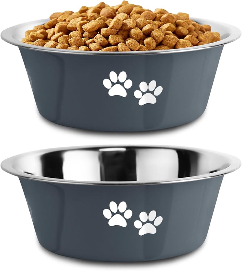 YUDANSI 860ml Dog Bowls 2 Pack Stainless Steel Food Water Bowls Non-Slip